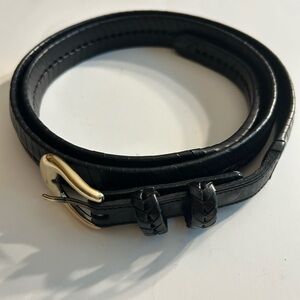 BLACK LEATHER WOVEN GUNMETAL BUCKLE (3) CHANGEABLE SNAP OFF BUTTON MENS BELT 48